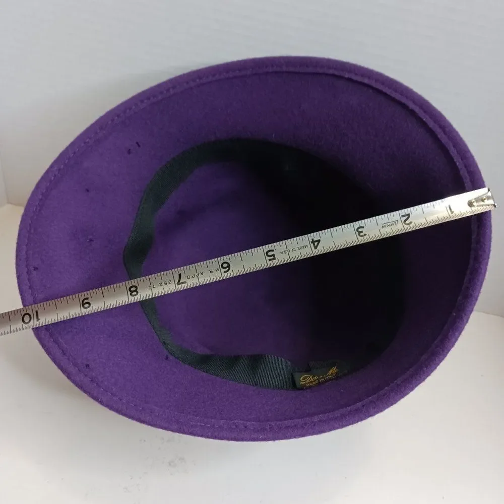 Vintage Da-Me Made in Italy Women's Purple Black Wool Pillbox Hat - Picture 6 of 11